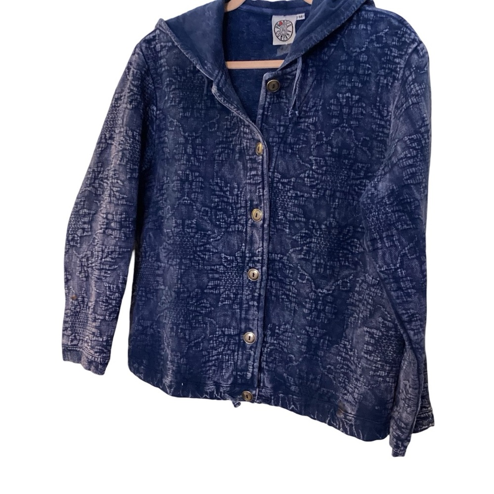 Vintage Relaxed textured button up hooded jacket